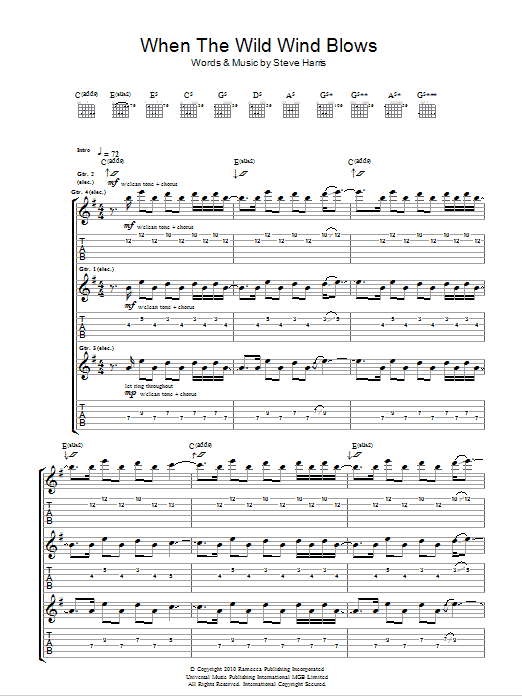 Iron Maiden When The Wild Wind Blows sheet music notes and chords arranged for Guitar Tab
