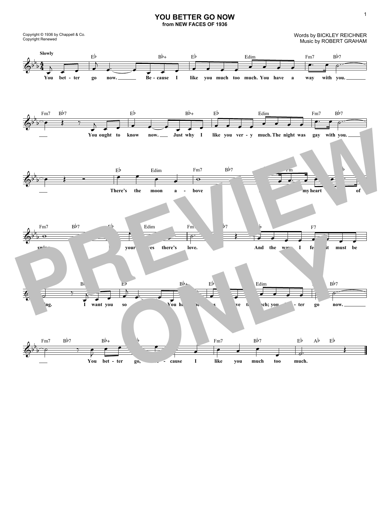 Irvin Graham You Better Go Now sheet music notes and chords arranged for Lead Sheet / Fake Book