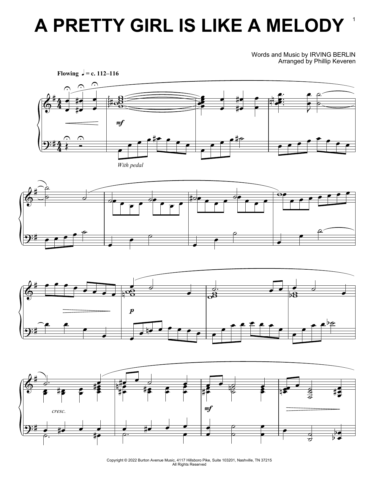 Irving Berlin A Pretty Girl Is Like A Melody (arr. Phillip Keveren) sheet music notes and chords arranged for Piano Solo