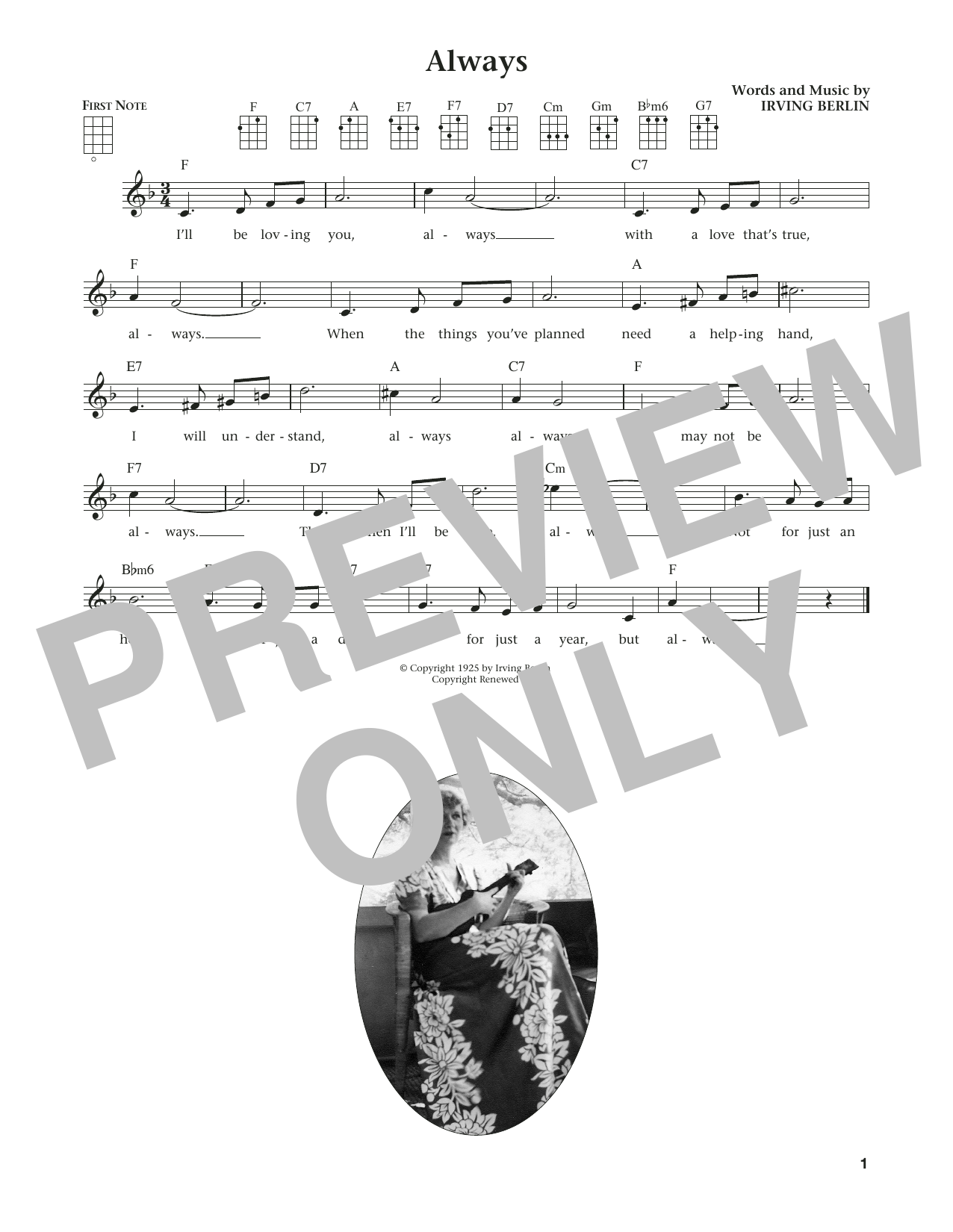 Irving Berlin Always (from The Daily Ukulele) (arr. Liz and Jim Beloff) sheet music notes and chords arranged for Ukulele
