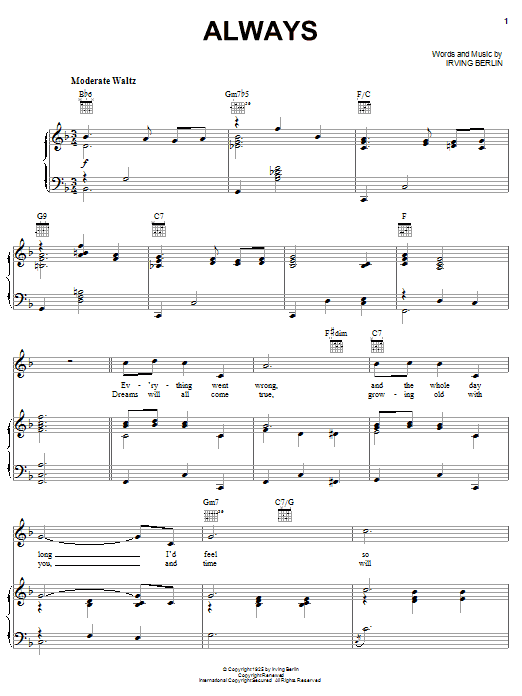 Irving Berlin Always sheet music notes and chords arranged for Ukulele Chords/Lyrics