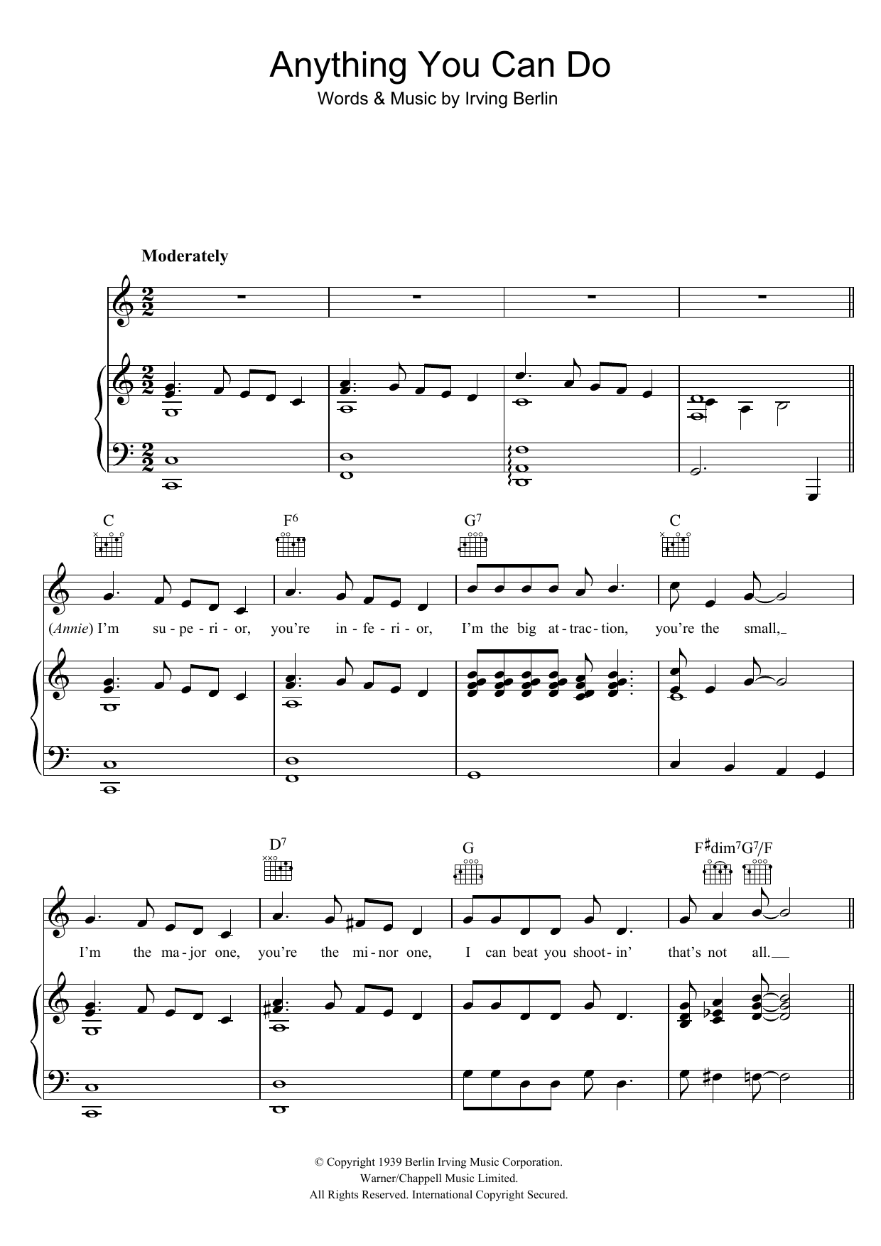 Irving Berlin Anything You Can Do (from Annie Get Your Gun) sheet music notes and chords arranged for Cello Solo