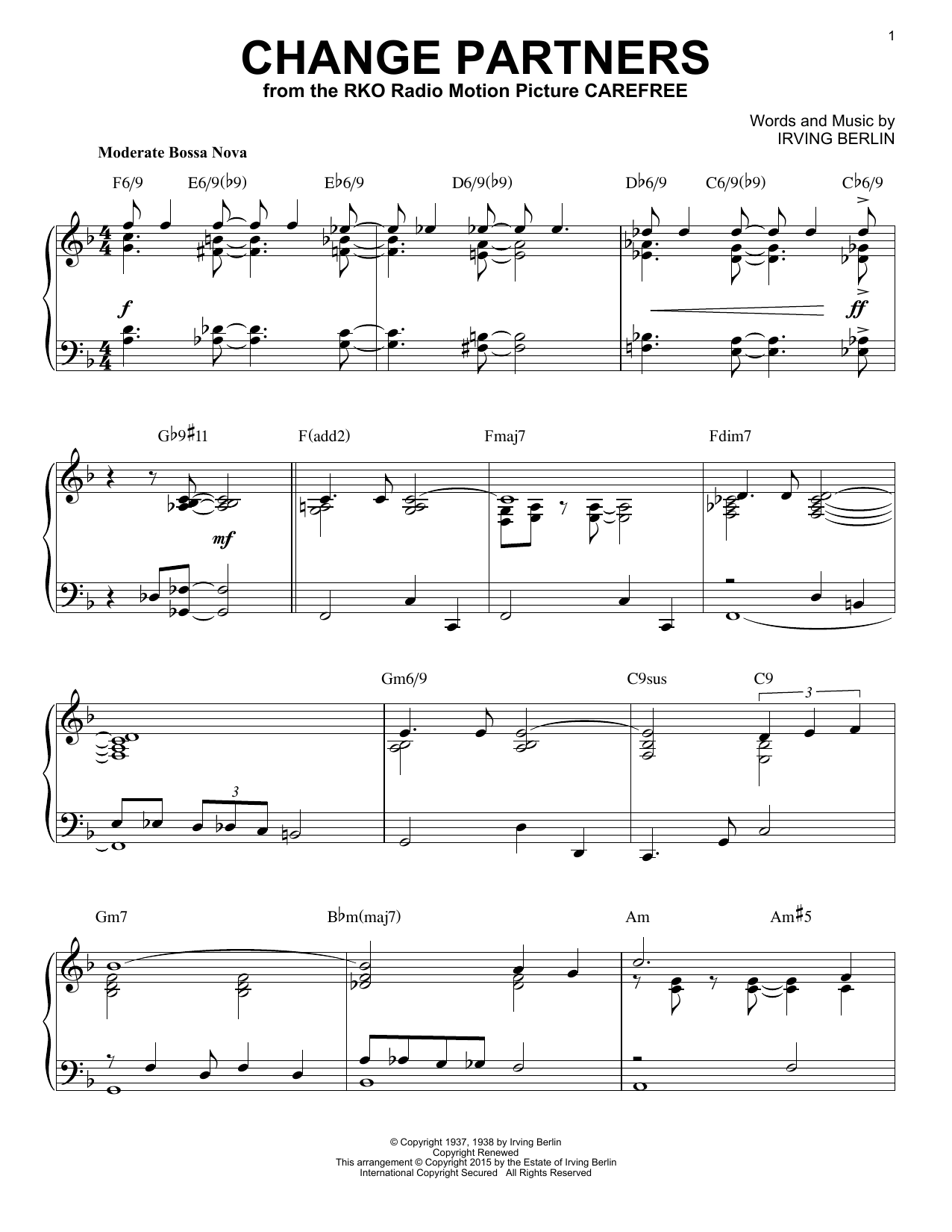 Irving Berlin Change Partners [Jazz version] (arr. Brent Edstrom) sheet music notes and chords arranged for Piano Solo
