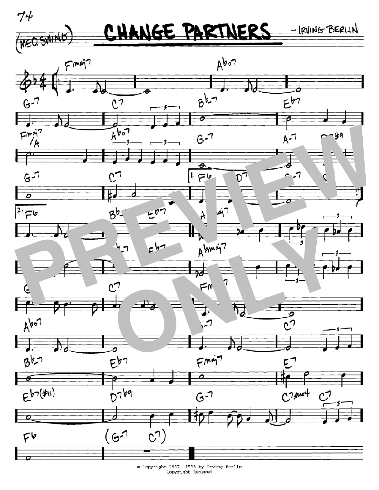 Irving Berlin Change Partners sheet music notes and chords arranged for Lead Sheet / Fake Book