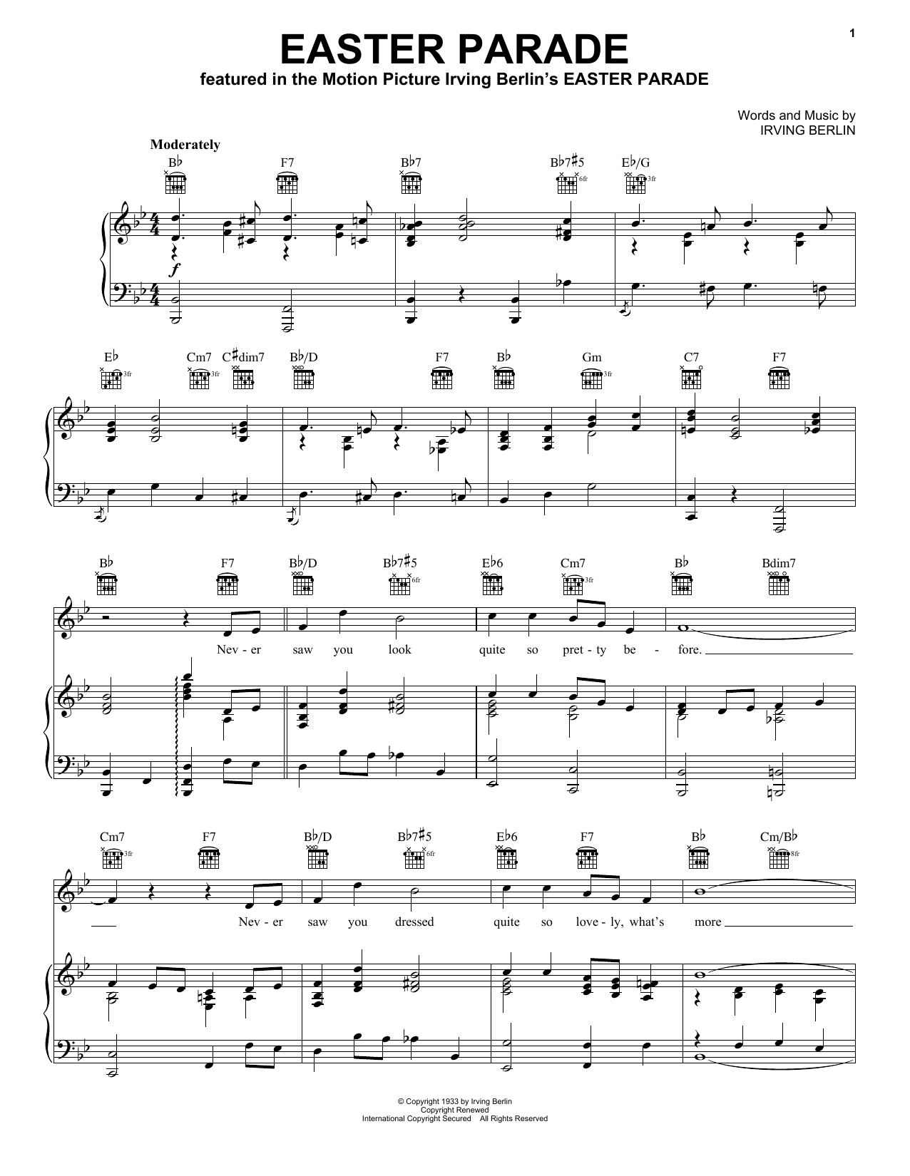 Irving Berlin Easter Parade sheet music notes and chords arranged for Tenor Sax Solo