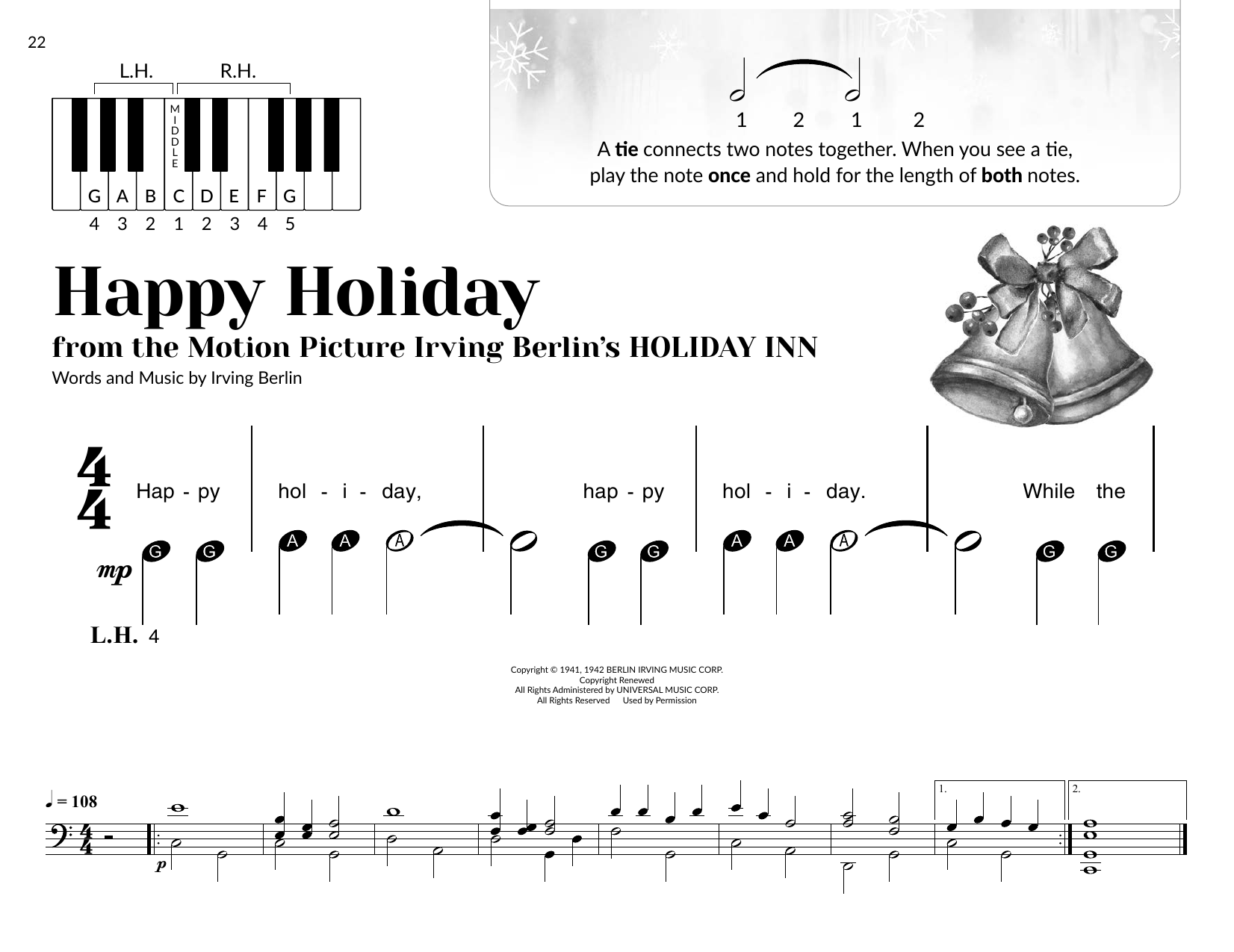 Irving Berlin Happy Holiday (arr. Brittany McCorriston) sheet music notes and chords arranged for Very Beginner Piano
