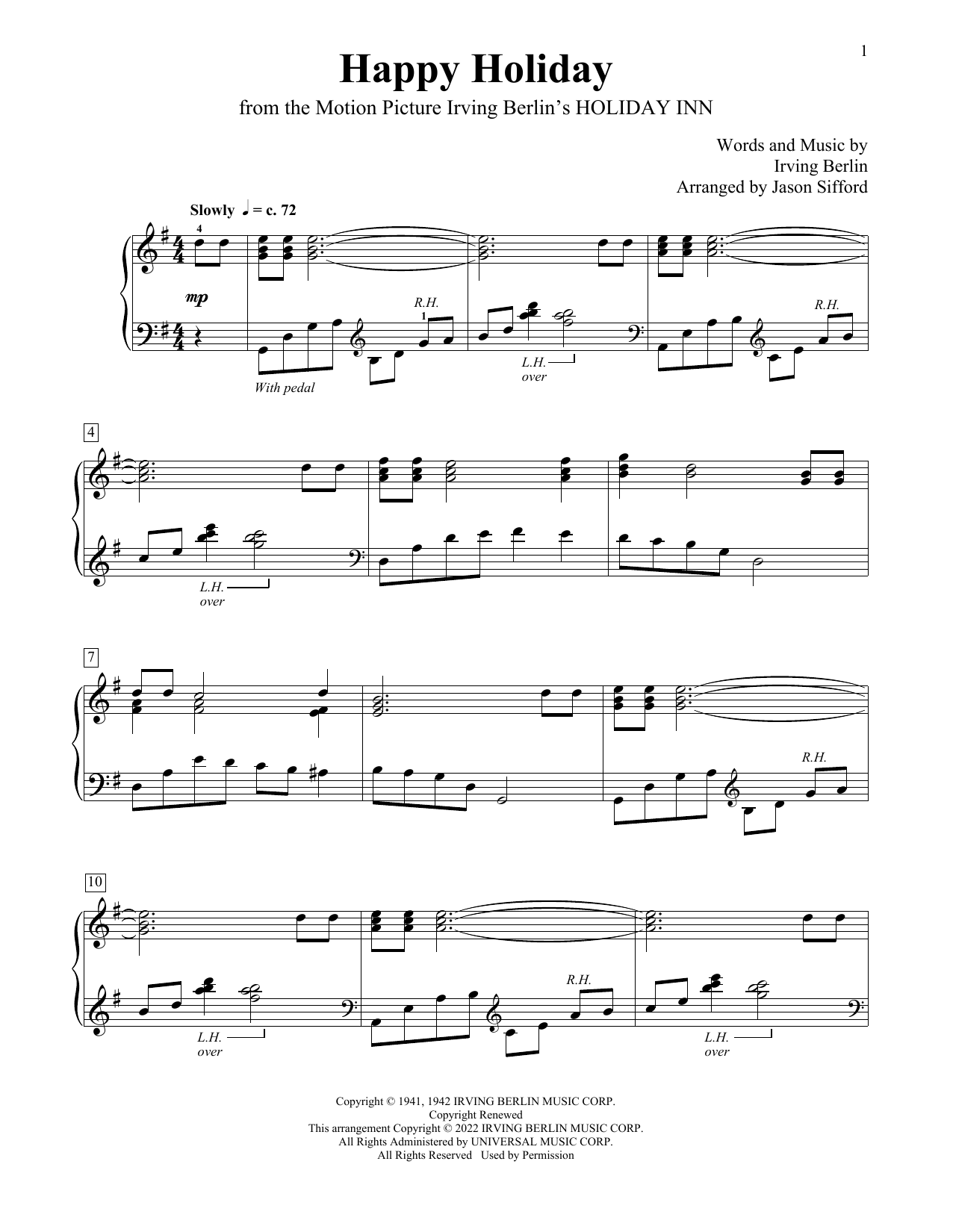 Irving Berlin Happy Holiday (arr. Jason Sifford) sheet music notes and chords arranged for Educational Piano