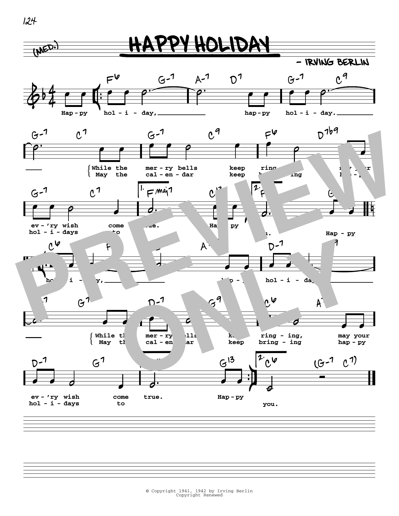 Irving Berlin Happy Holiday (High Voice) (from Holiday Inn) sheet music notes and chords arranged for Real Book – Melody, Lyrics & Chords