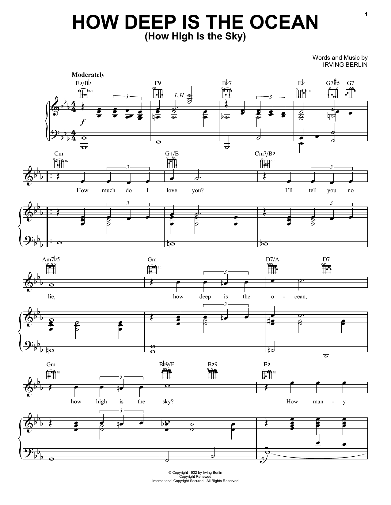 Irving Berlin How Deep Is The Ocean (How High Is The Sky) sheet music notes and chords arranged for French Horn Solo