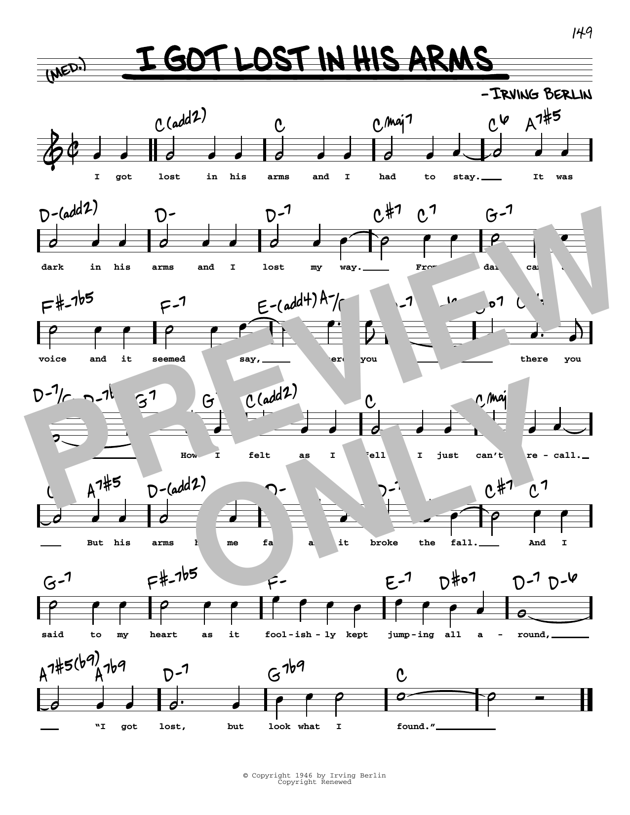Irving Berlin I Got Lost In His Arms (High Voice) (from Annie Get Your Gun) sheet music notes and chords arranged for Real Book – Melody, Lyrics & Chords
