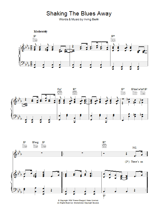 Irving Berlin Shaking The Blues Away sheet music notes and chords arranged for Piano, Vocal & Guitar Chords (Right-Hand Melody)