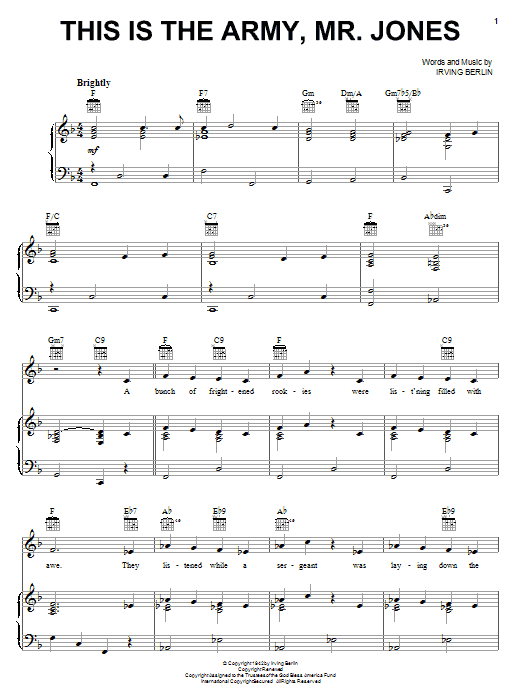 Irving Berlin This Is The Army, Mr. Jones sheet music notes and chords arranged for Piano, Vocal & Guitar Chords (Right-Hand Melody)