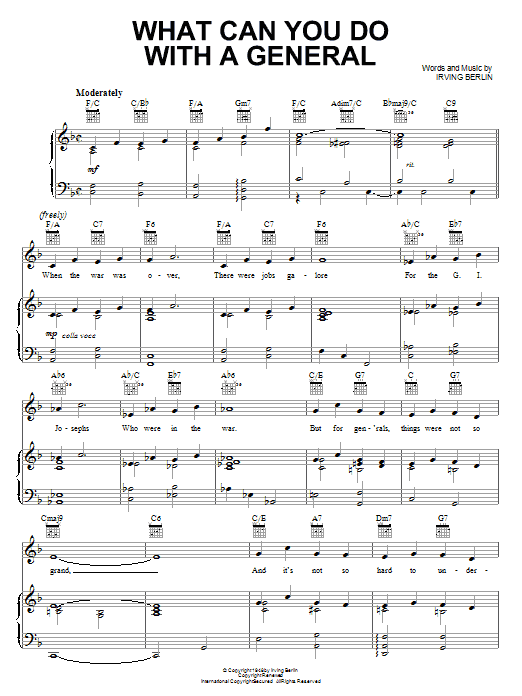 Irving Berlin What Can You Do With A General sheet music notes and chords arranged for Piano, Vocal & Guitar Chords (Right-Hand Melody)