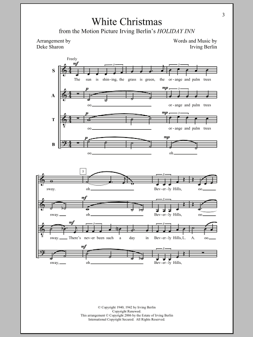 Irving Berlin White Christmas (arr. Deke Sharon) sheet music notes and chords arranged for SATB Choir