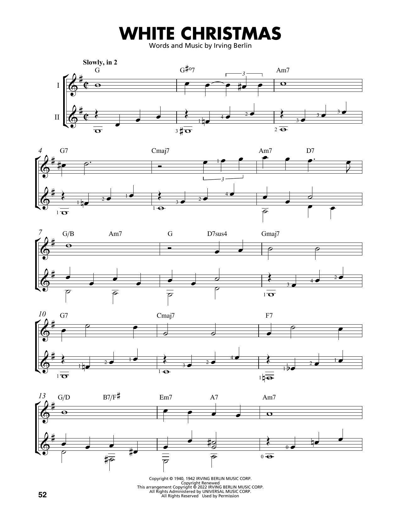 Irving Berlin White Christmas (arr. Mark Phillips) sheet music notes and chords arranged for Easy Guitar Tab
