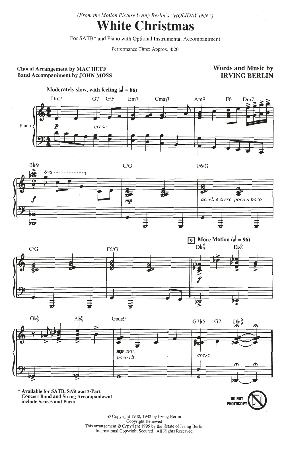 Irving Berlin White Christmas (from Holiday Inn) (arr. Mac Huff) sheet music notes and chords arranged for 2-Part Choir