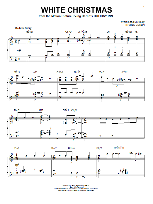 Irving Berlin White Christmas [Jazz version] (arr. Brent Edstrom) sheet music notes and chords arranged for Piano Solo