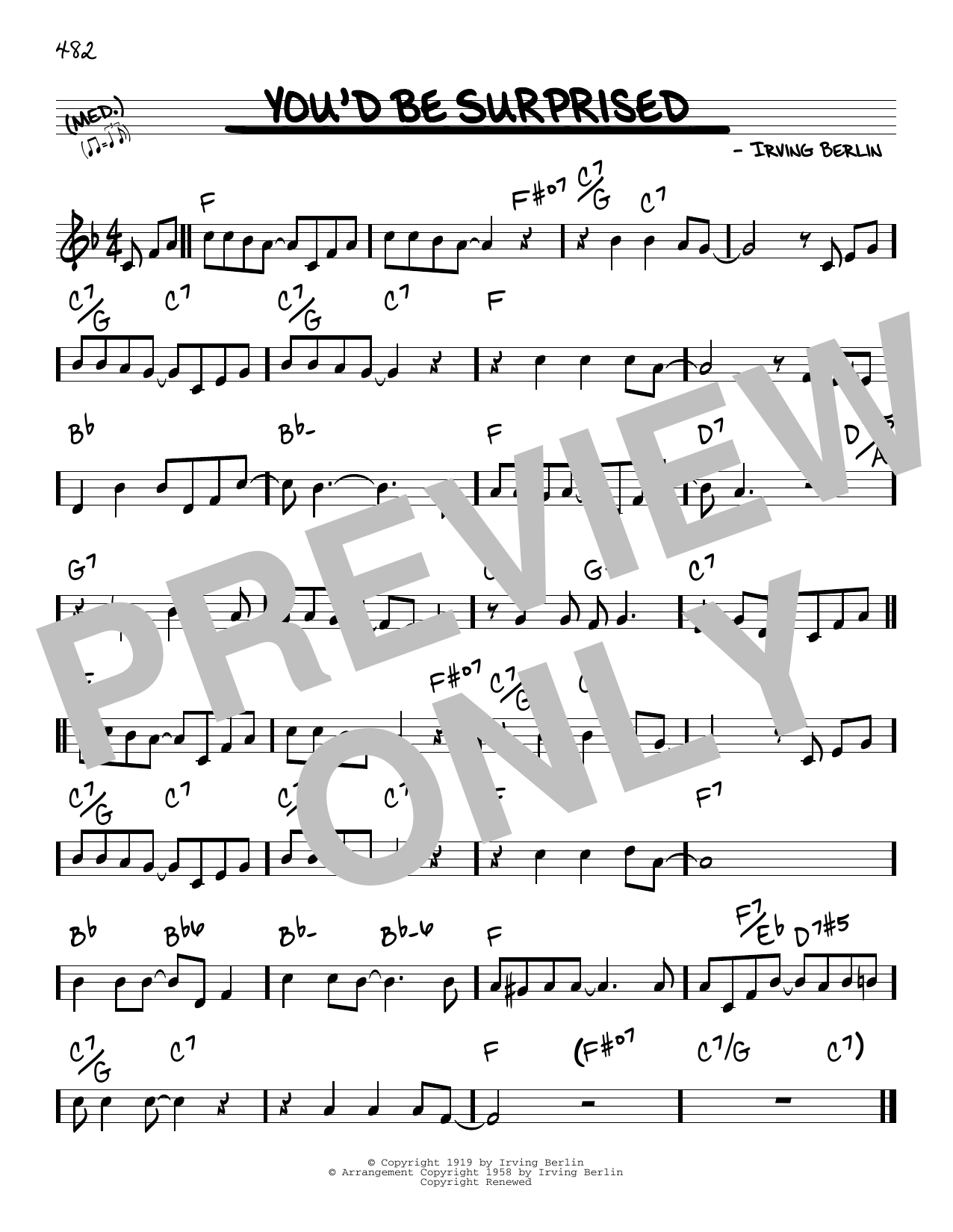 Irving Berlin You'd Be Surprised sheet music notes and chords arranged for Real Book – Melody & Chords