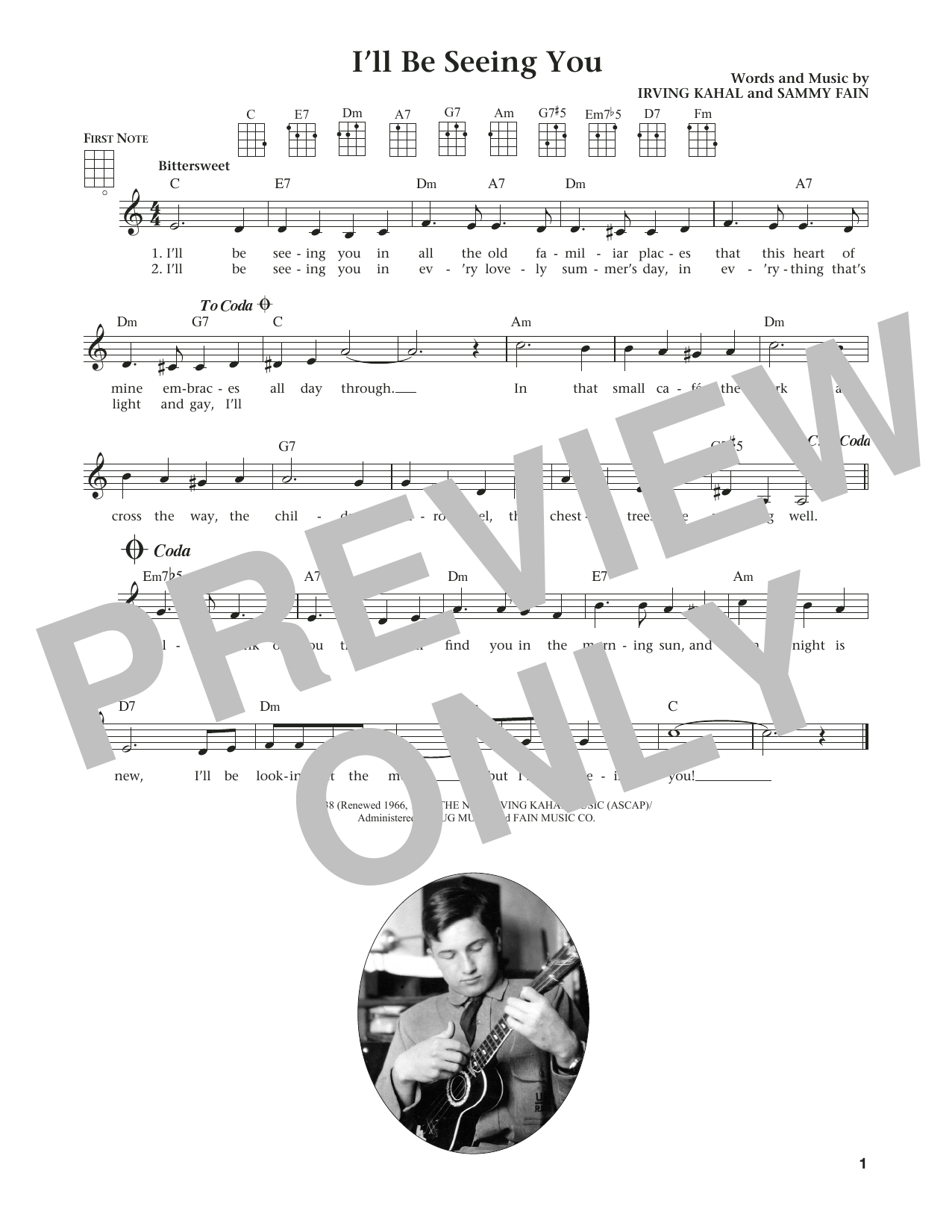 Irving Kahal I'll Be Seeing You (from The Daily Ukulele) (arr. Liz and Jim Beloff) sheet music notes and chords arranged for Ukulele