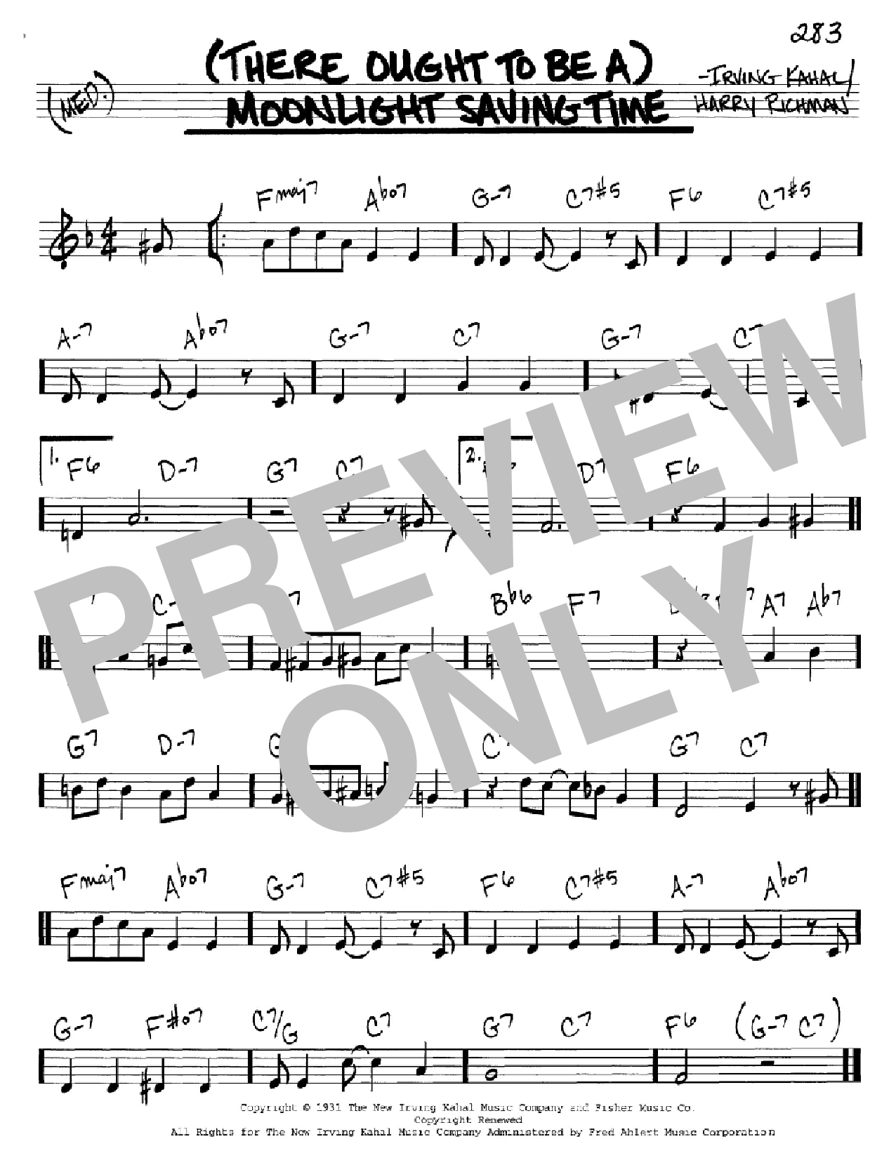 Irving Kahal (There Ought To Be A) Moonlight Savings Time sheet music notes and chords arranged for Real Book – Melody & Chords – C Instruments