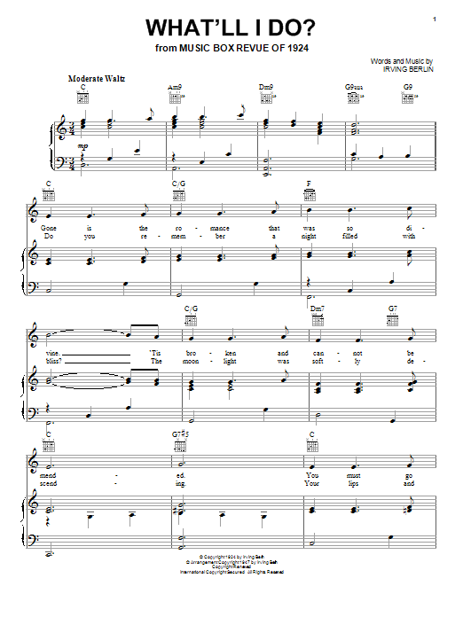 Irving Berlin What'll I Do? sheet music notes and chords. Download Printable PDF.