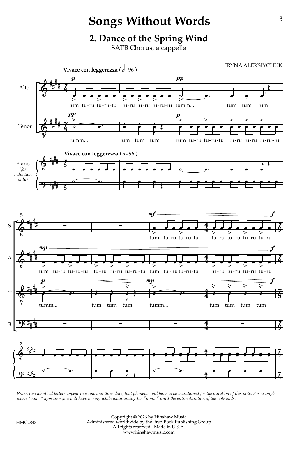 Iryna Aleksiychuk Dance Of The Spring Winds sheet music notes and chords arranged for SATB Choir