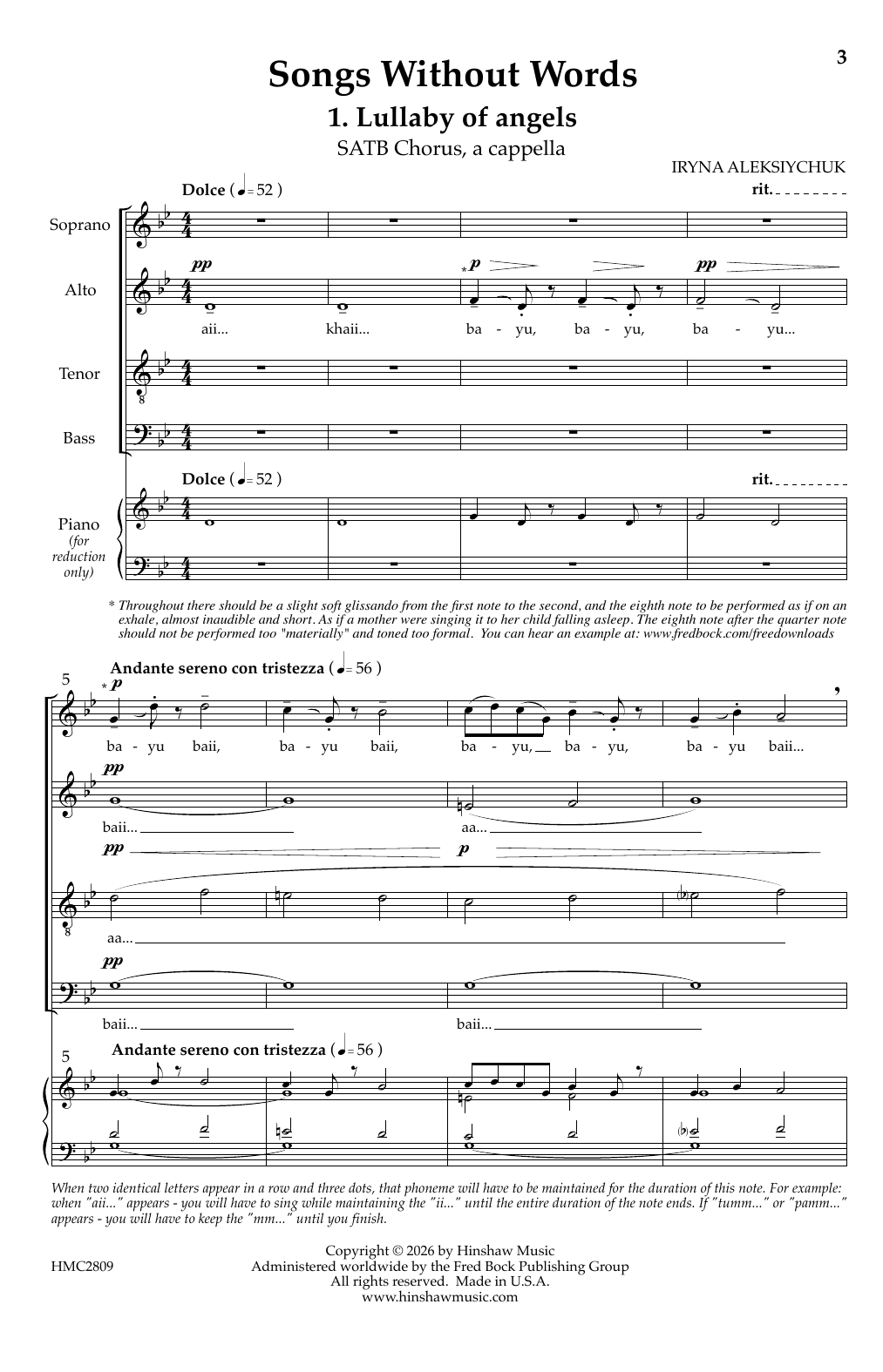Iryna Aleksiychuk Lullaby Of Angels sheet music notes and chords arranged for SATB Choir