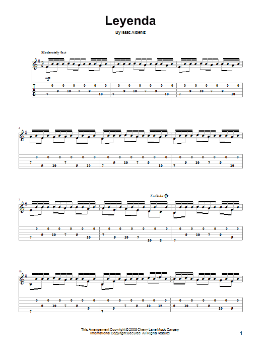 Isaac Albéniz Leyenda sheet music notes and chords arranged for Easy Ukulele Tab