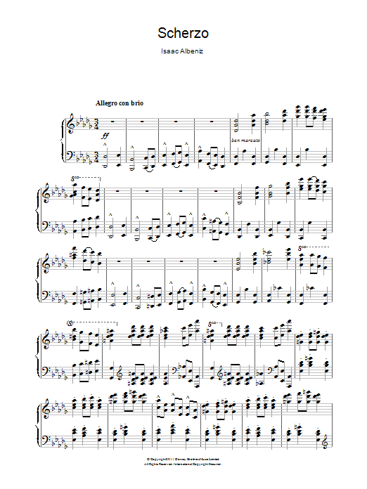 Isaac Albéniz Scherzo sheet music notes and chords arranged for Piano Solo