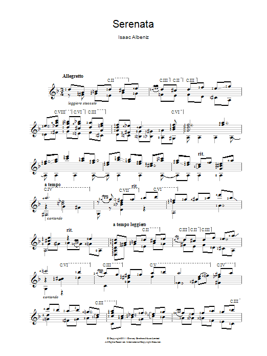 Isaac Albéniz Serenata sheet music notes and chords arranged for Easy Guitar
