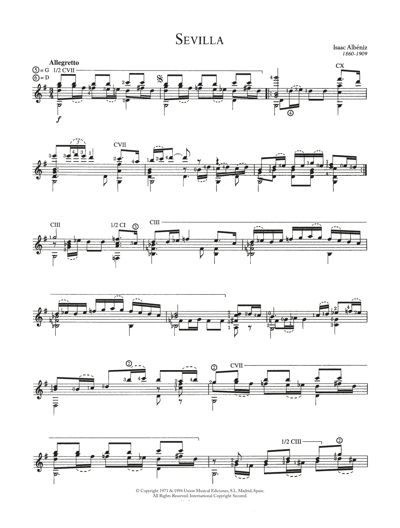 Isaac Albéniz Sevilla sheet music notes and chords arranged for Easy Guitar