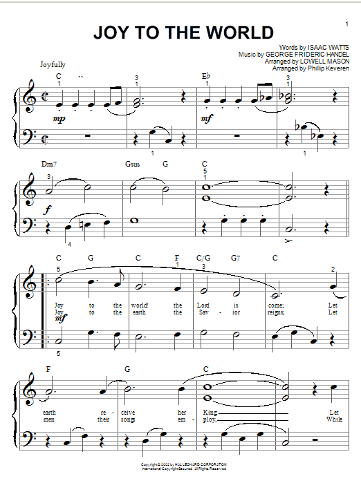 Isaac Watts Joy To The World (arr. Phillip Keveren) sheet music notes and chords arranged for Educational Piano