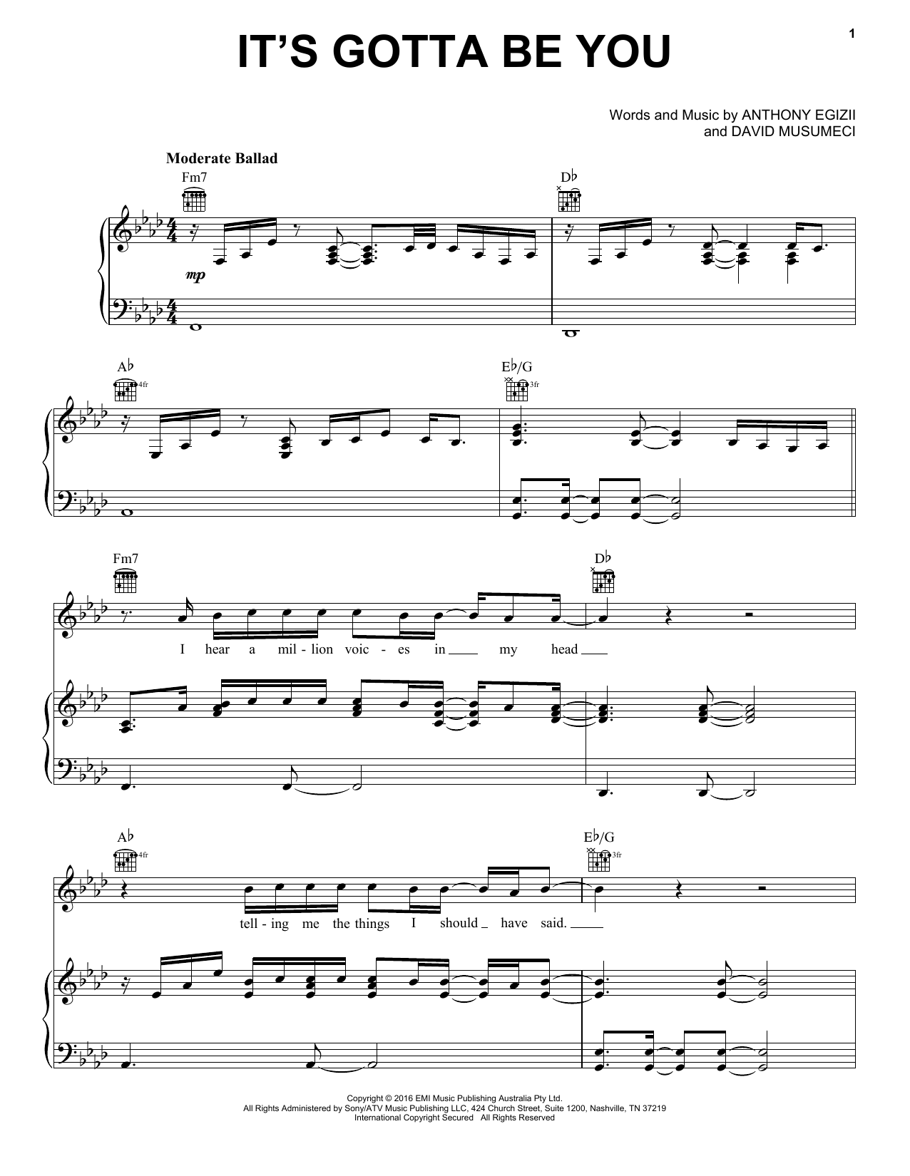 Isaiah It's Gotta Be You sheet music notes and chords arranged for Piano, Vocal & Guitar Chords (Right-Hand Melody)