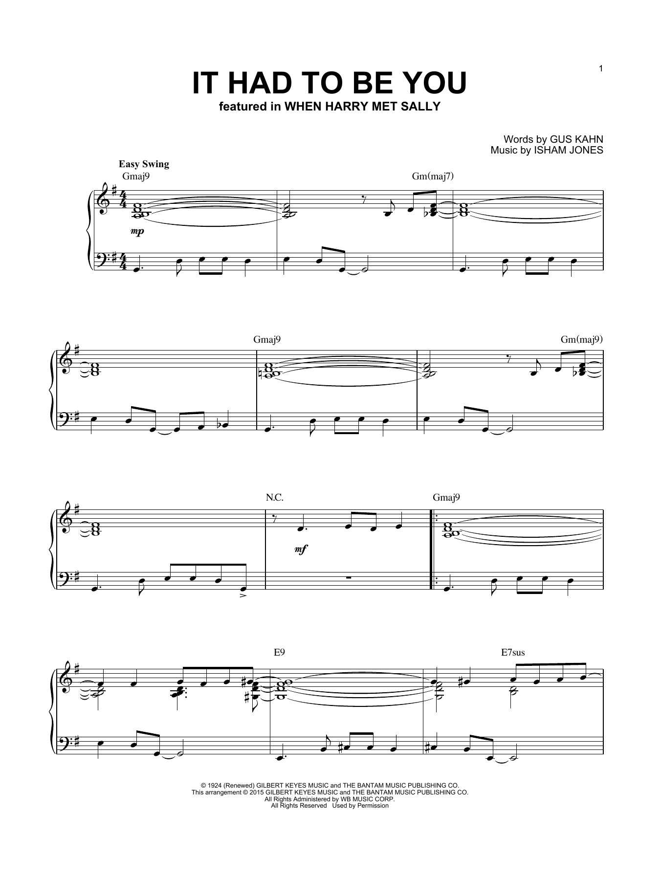 Isham Jones It Had To Be You [Jazz version] (arr. Brent Edstrom) sheet music notes and chords arranged for Piano Solo