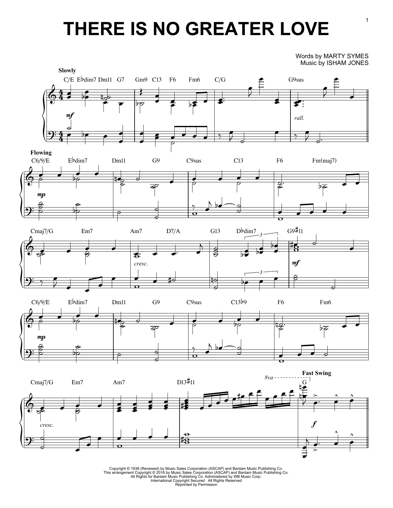 Isham Jones There Is No Greater Love (arr. Brent Edstrom) sheet music notes and chords arranged for Piano Solo