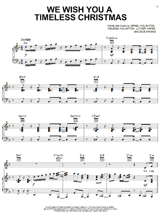 Israel Houghton featuring CeCe Winans We Wish You A Timeless Christmas sheet music notes and chords arranged for Piano, Vocal & Guitar Chords (Right-Hand Melody)