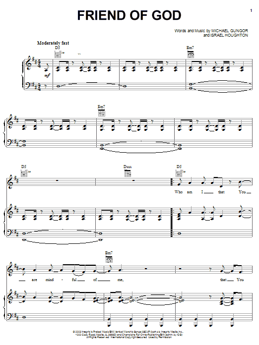Israel Houghton Friend Of God sheet music notes and chords arranged for Piano, Vocal & Guitar Chords (Right-Hand Melody)