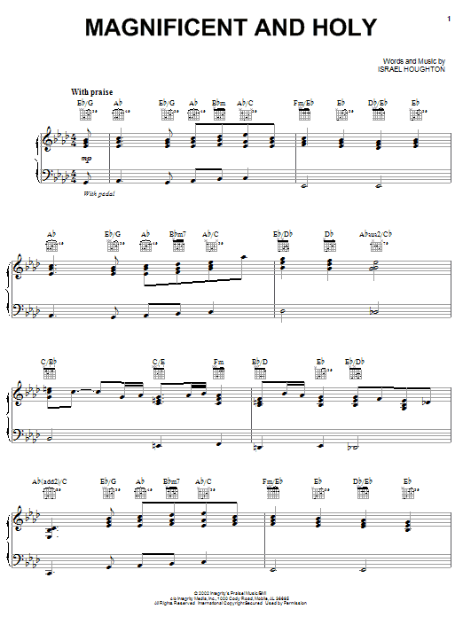 Israel Houghton Magnificent And Holy sheet music notes and chords arranged for Piano, Vocal & Guitar Chords (Right-Hand Melody)