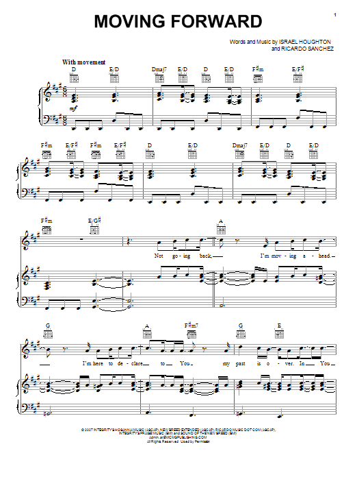Israel Houghton Moving Forward sheet music notes and chords arranged for Piano, Vocal & Guitar Chords (Right-Hand Melody)
