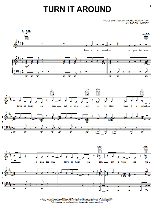 Israel Houghton Turn It Around sheet music notes and chords arranged for Piano, Vocal & Guitar Chords (Right-Hand Melody)