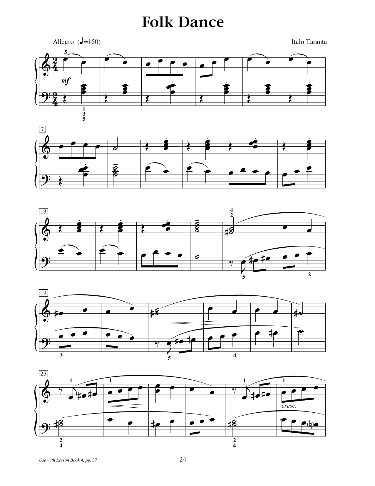 Italo Taranta Folk Dance sheet music notes and chords arranged for Educational Piano