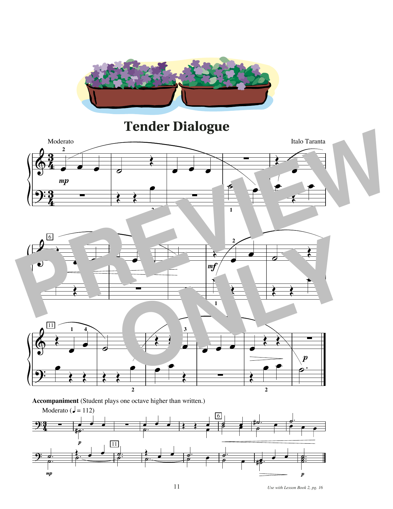 Italo Taranta Tender Dialogue sheet music notes and chords arranged for Educational Piano