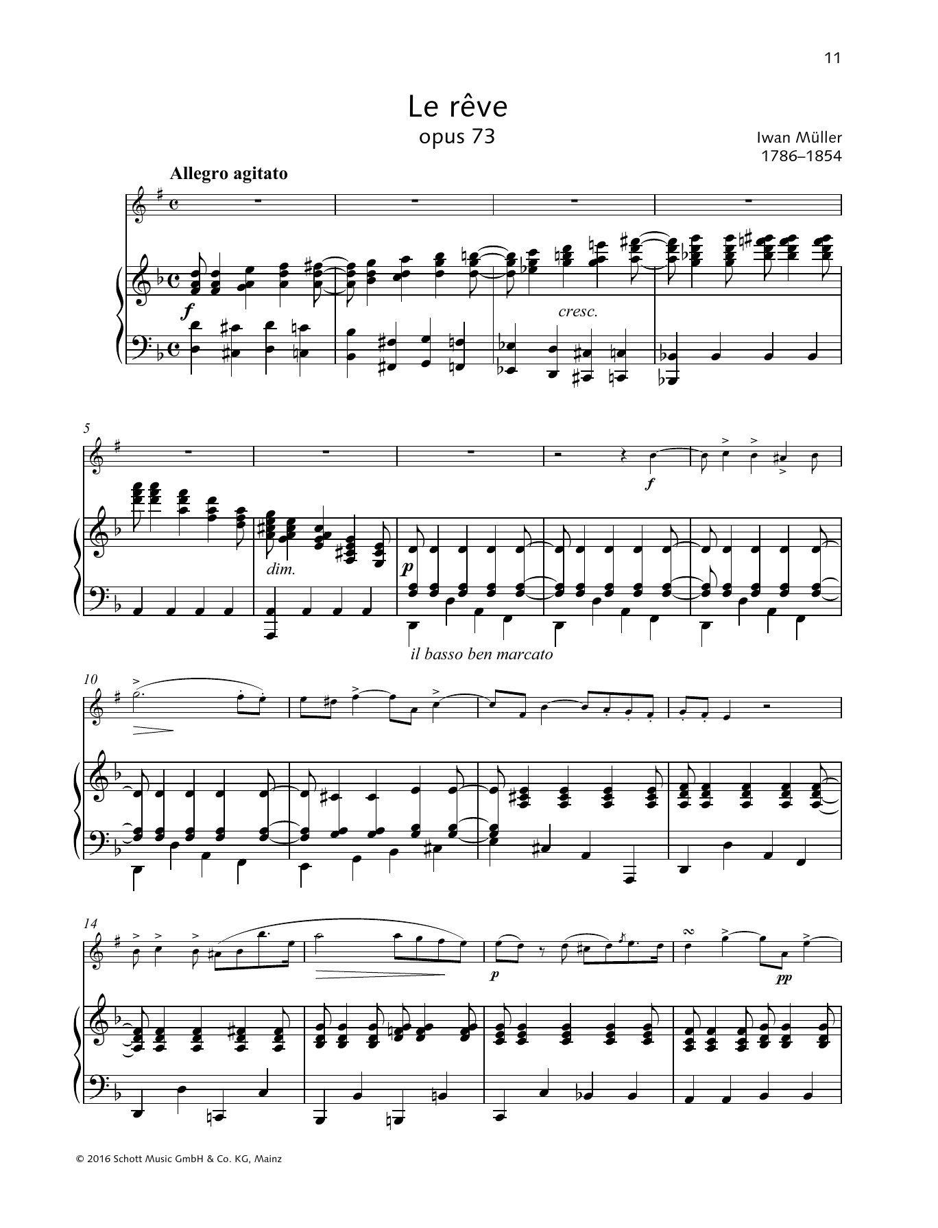 Iwan Müller Le Reve sheet music notes and chords arranged for Woodwind Solo