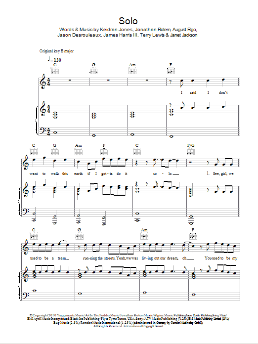 Iyaz Solo sheet music notes and chords arranged for Piano, Vocal & Guitar Chords