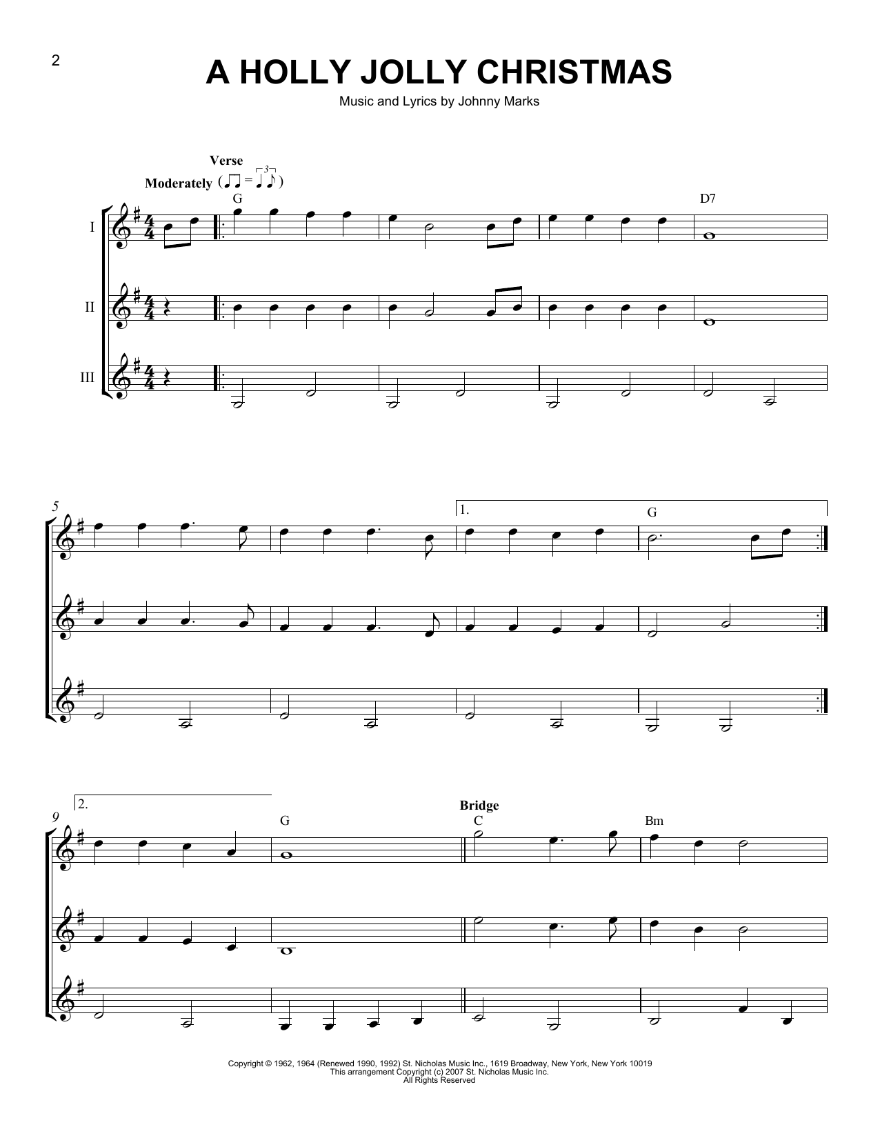 J Arnold A Holly Jolly Christmas sheet music notes and chords arranged for Guitar Ensemble