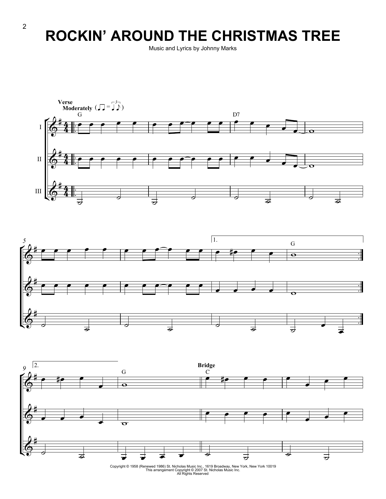J Arnold Rockin' Around The Christmas Tree sheet music notes and chords arranged for Guitar Ensemble