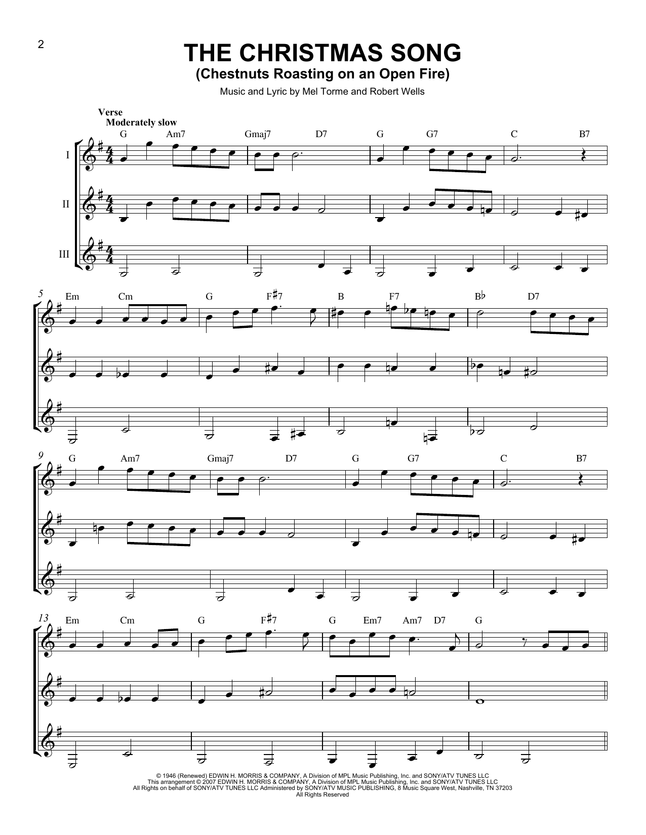 J Arnold The Christmas Song (Chestnuts Roasting On An Open Fire) sheet music notes and chords arranged for Guitar Ensemble
