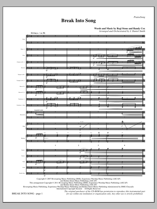 J. Daniel Smith Break Into Song - Full Score sheet music notes and chords arranged for Choir Instrumental Pak