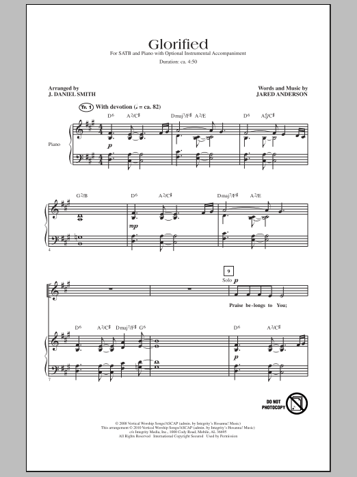 J. Daniel Smith Glorified sheet music notes and chords arranged for SATB Choir