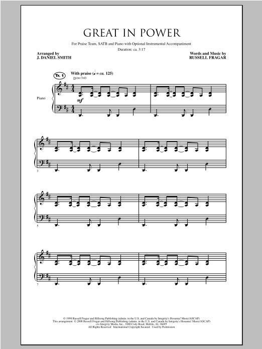J. Daniel Smith Great In Power sheet music notes and chords arranged for SATB Choir